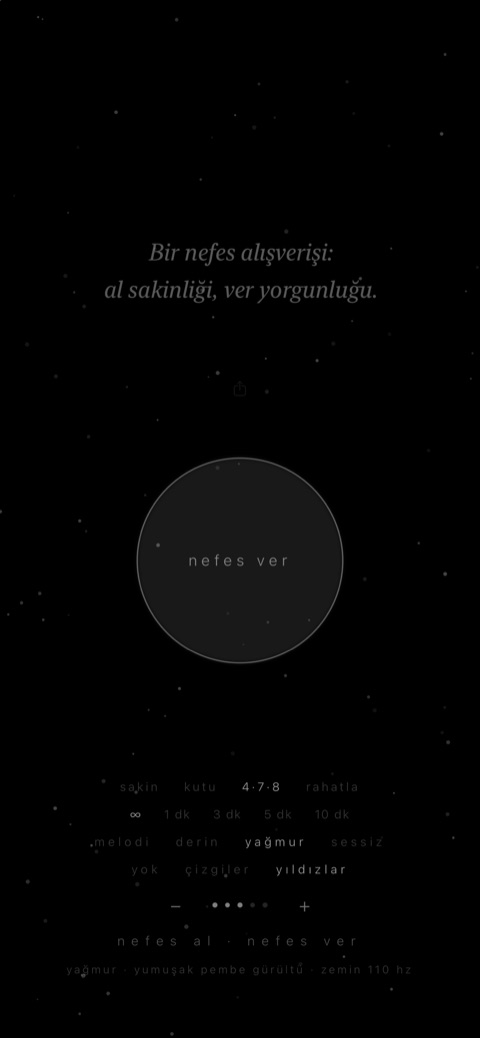 4·7·8 nefes deseni, yıldızlar ve yağmur